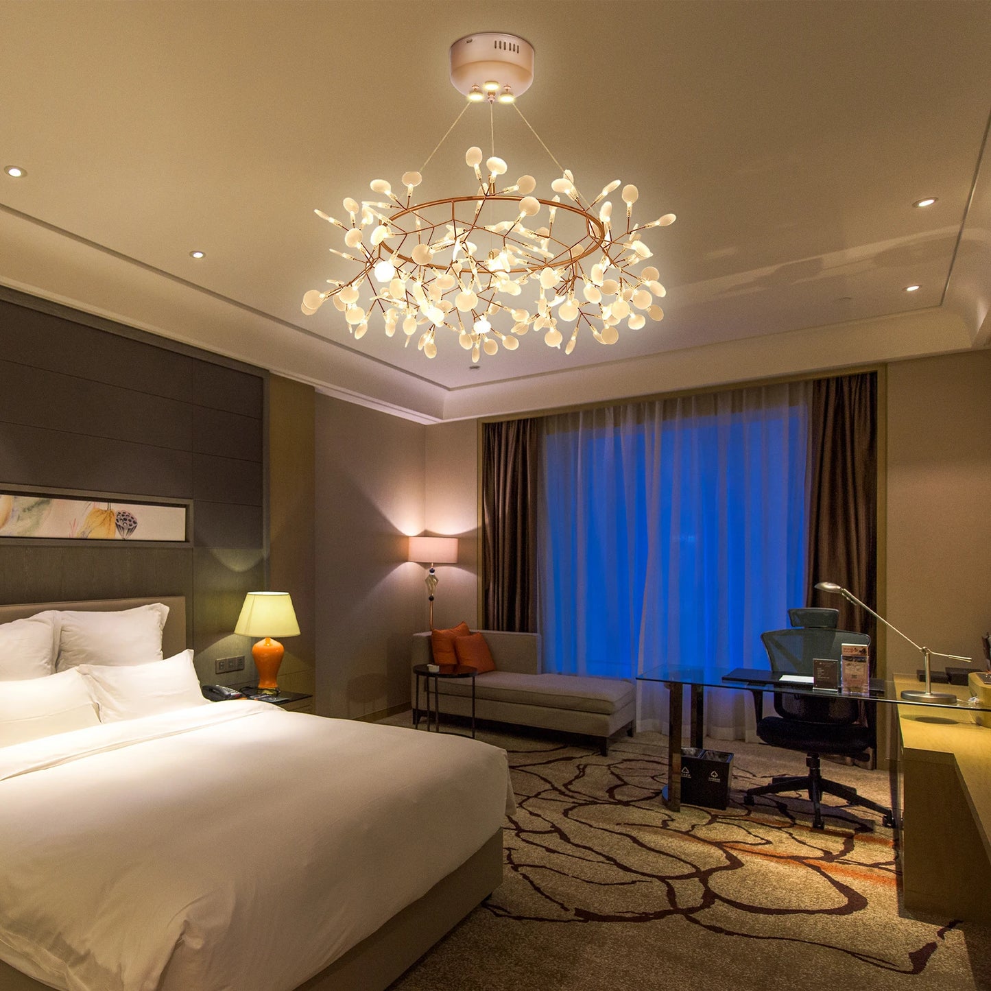 Modern Ceiling Chandelier 40W LED Light Rose Gold for Dining Living Room