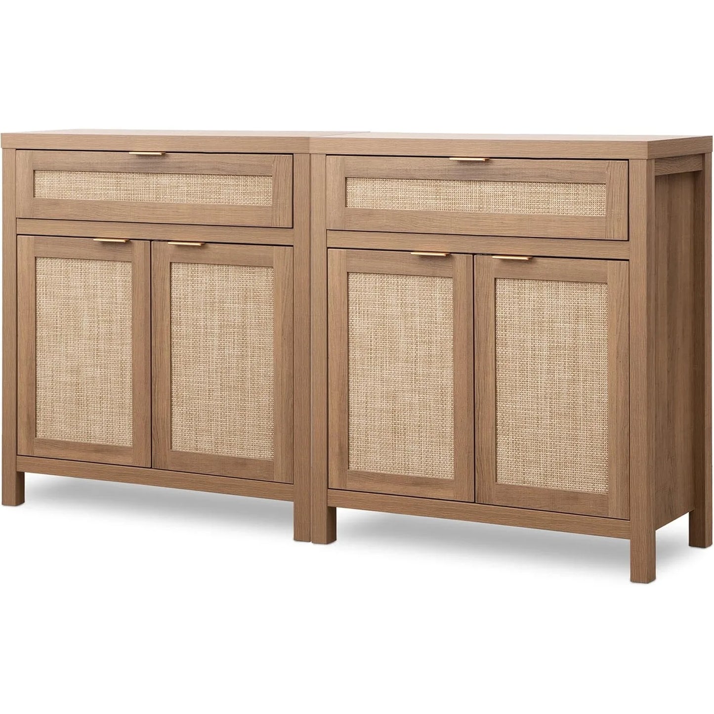 Ljustra 2-Piece Rattan Storage Buffet Cabinet Self-Service Console