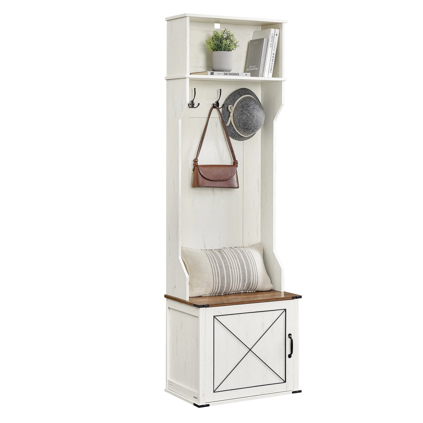 VASAGLE Hall Tree with Bench Shoe Storage Coat Rack Entryway Furniture