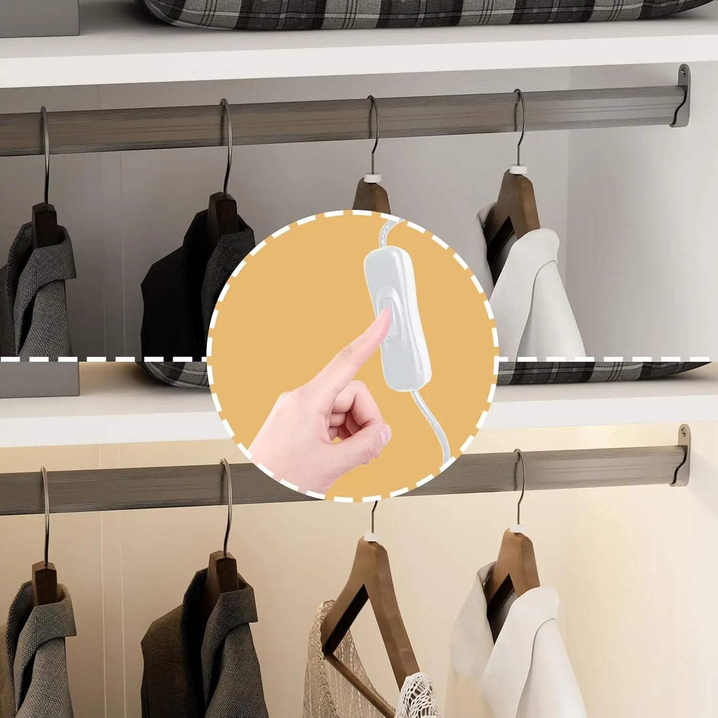 Modern Wardrobe Cabinet with LED Lights Wooden Armoire Closet 47.2"