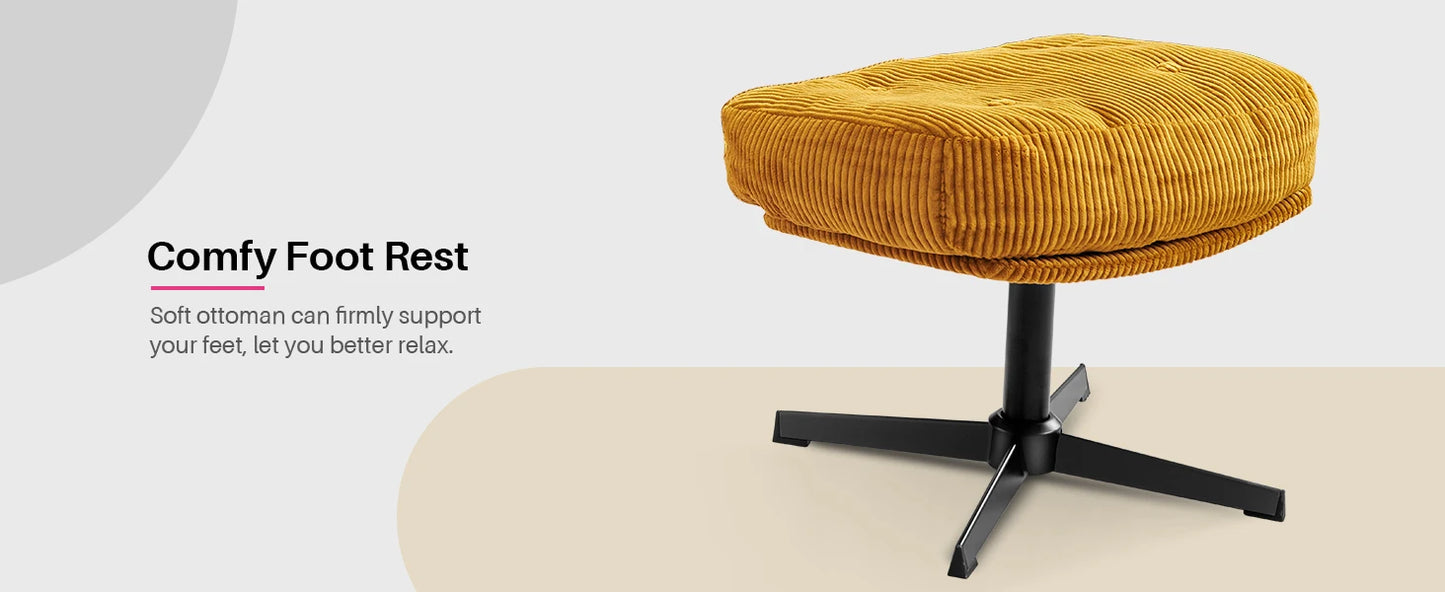 Ljustra Modern Foldable Accent Chair 360° Swivel Upholstered Lounge