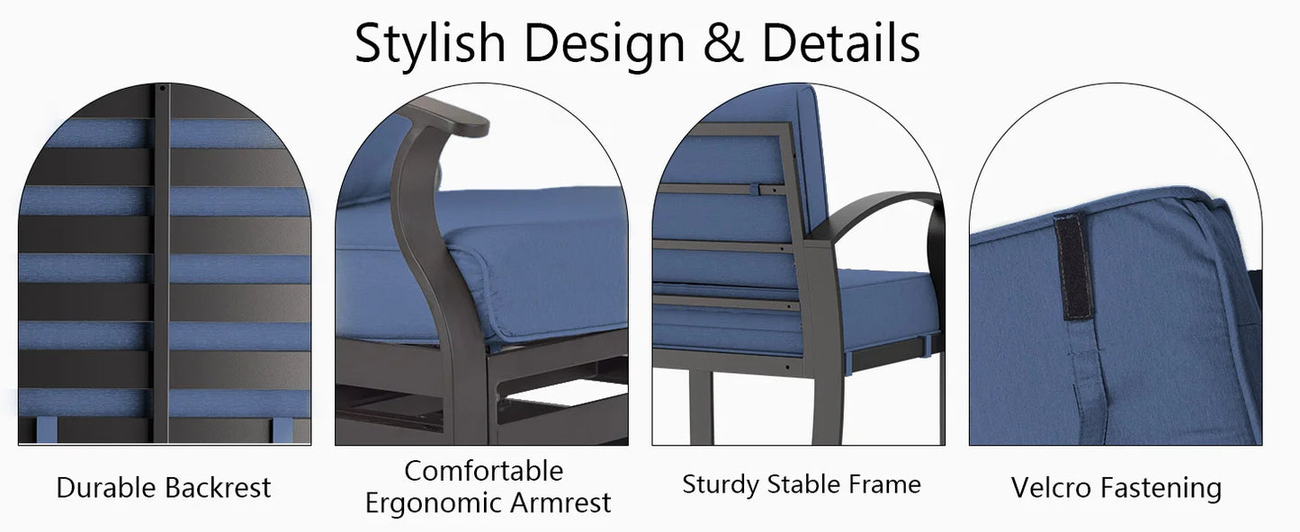 Ljustra Aluminum Patio Furniture Set Fire Pit Table Swivel Chairs Sofa