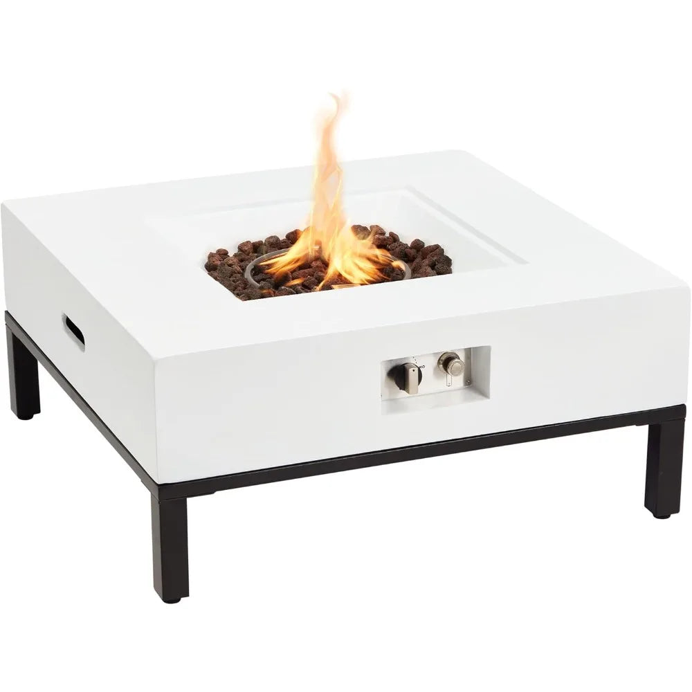 32 Inch Square Propane Fire Pit Table Outdoor Gas Fireplace Patio