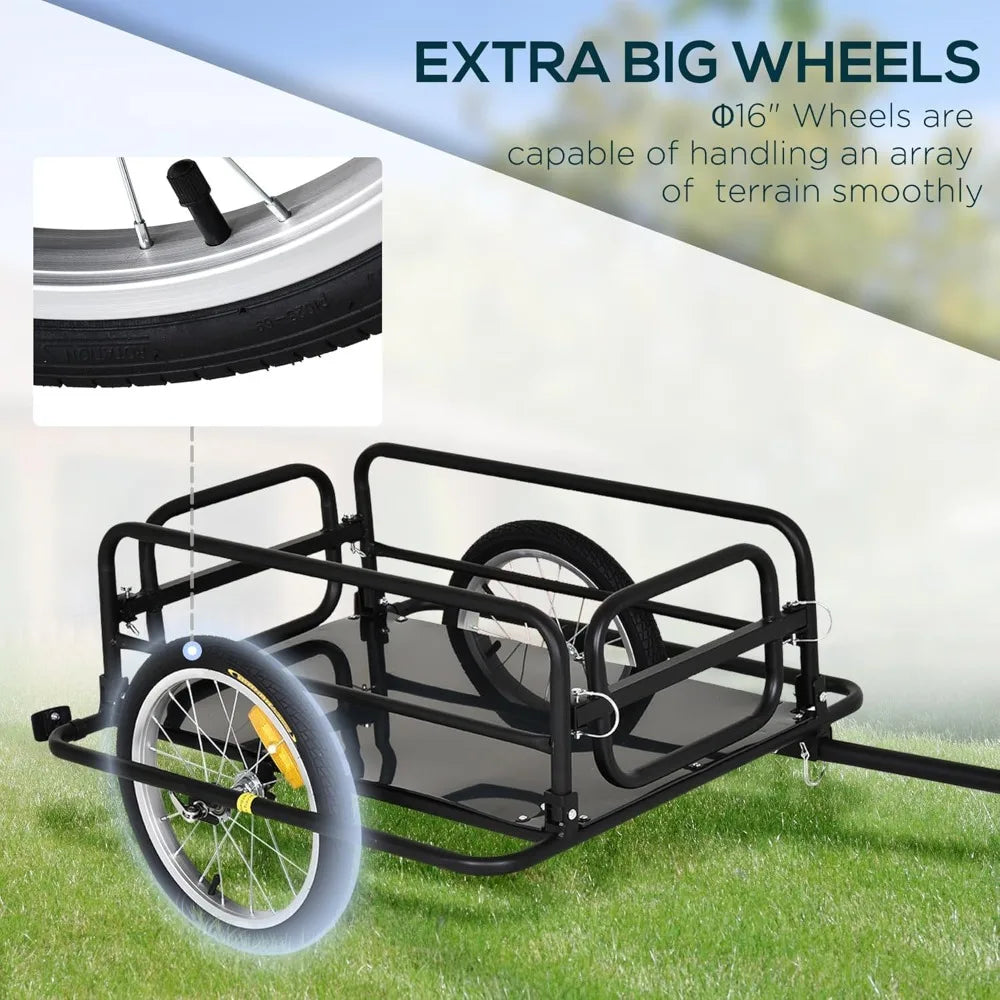 Bike Cargo Trailer Foldable Heavy Duty Universal Hitch Bicycle Wagon