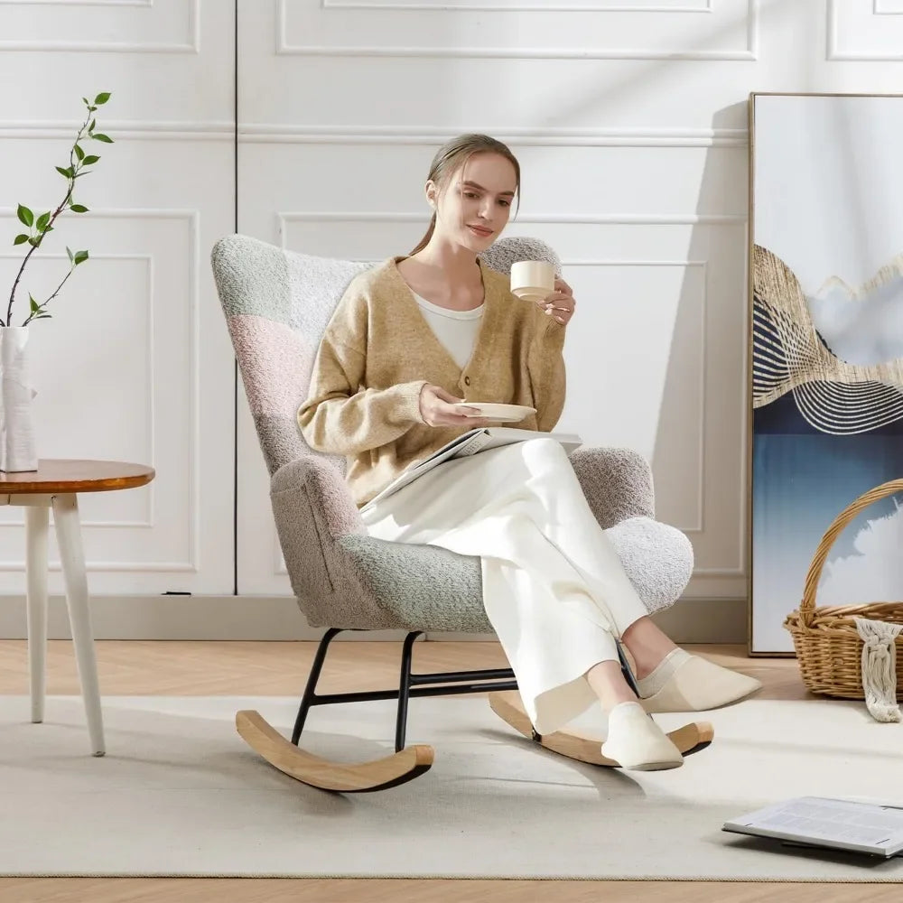 Ljustra Nursery Rocking Chair Teddy Upholstered Glider Accent Chair