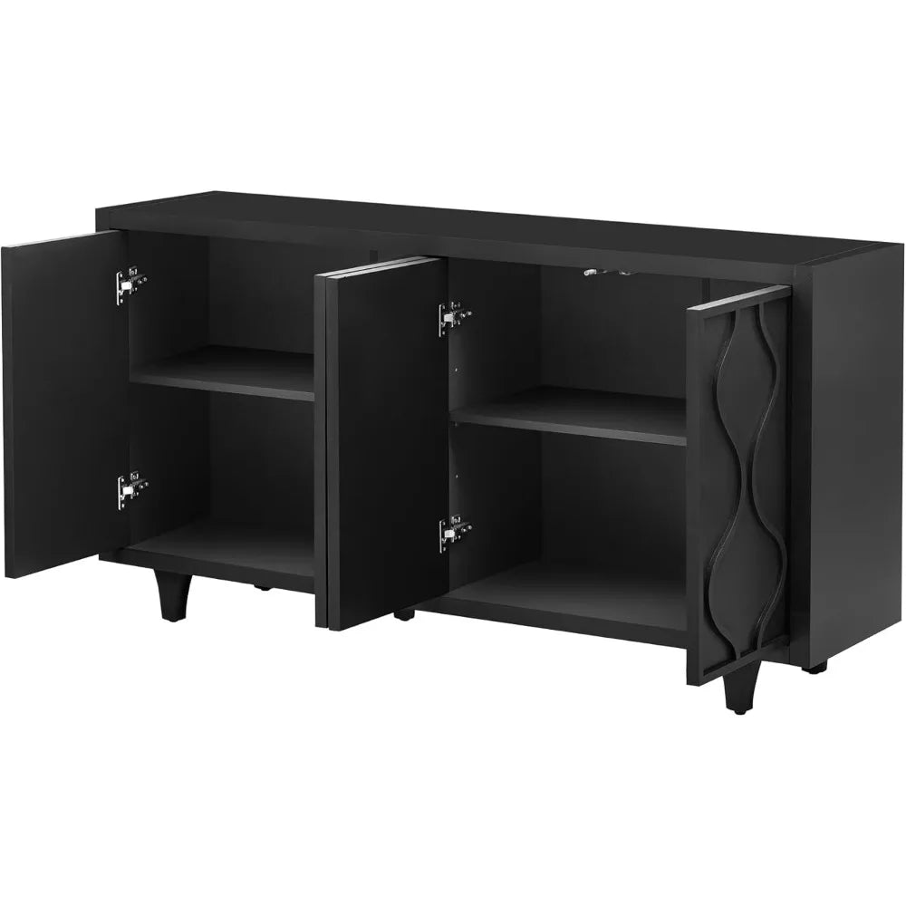 60 Inch Mid Century Modern Sideboard Buffet Storage Cabinet Adjustable Shelves