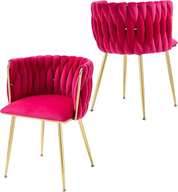 Velvet Dining Chairs Set of 2 Modern Accent Chairs with Gold Legs