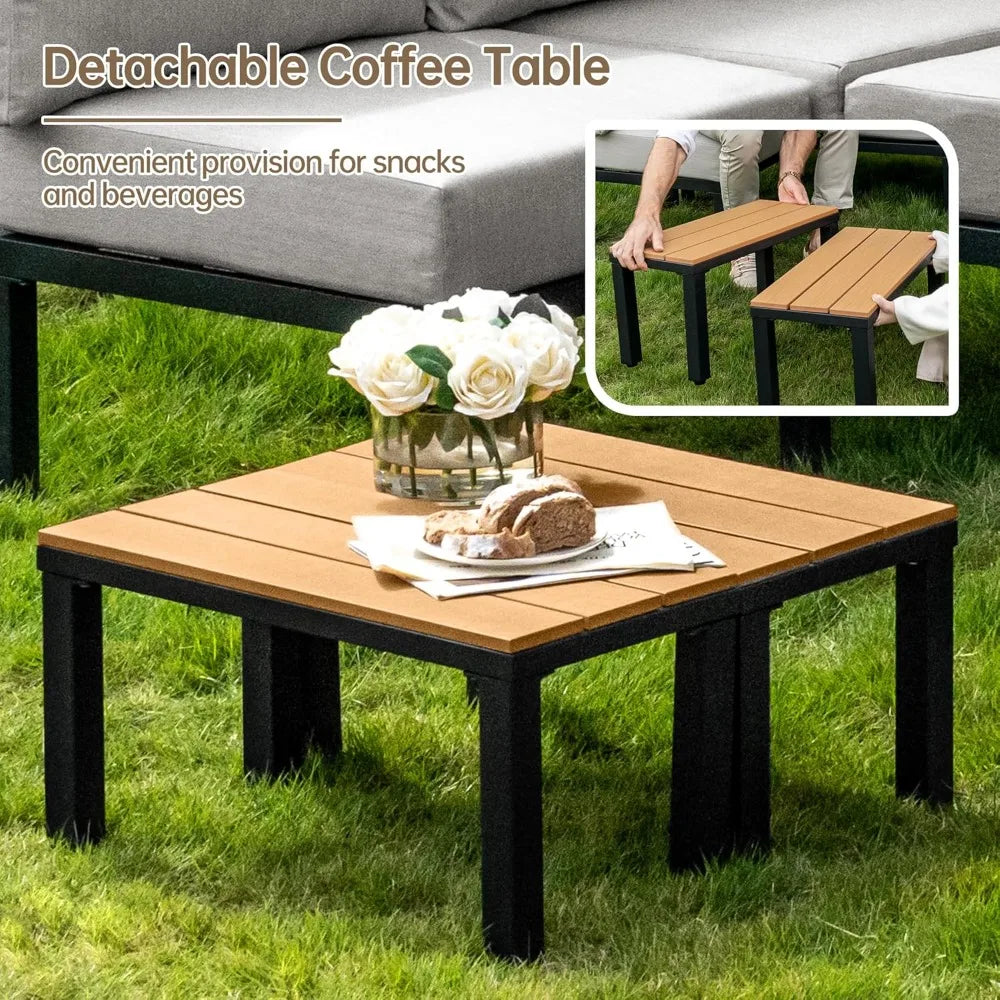 12 Pieces Outdoor Patio Furniture Set U-Shaped Sofa Modular Couch