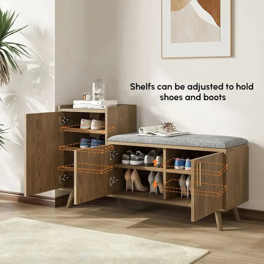 2-in-1 Storage Bench Entryway Bench Shoe Organizer with Cushion