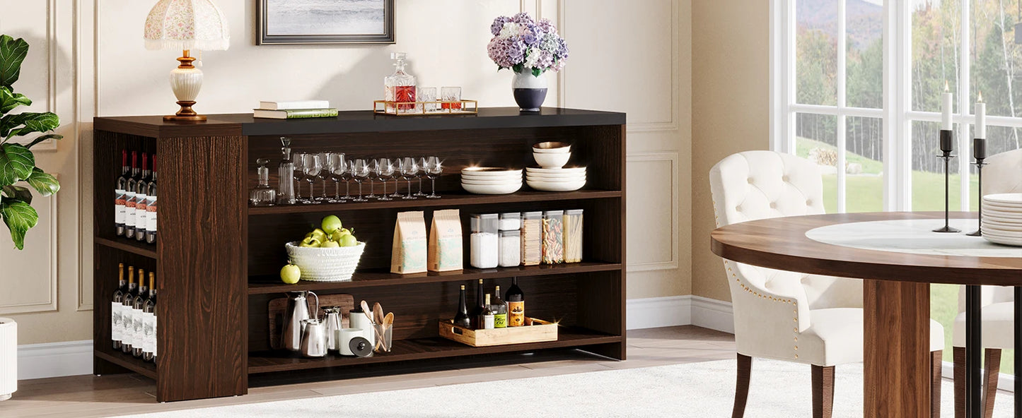 Ljustra 55 Inch Kitchen Island Table with Storage Farmhouse Style