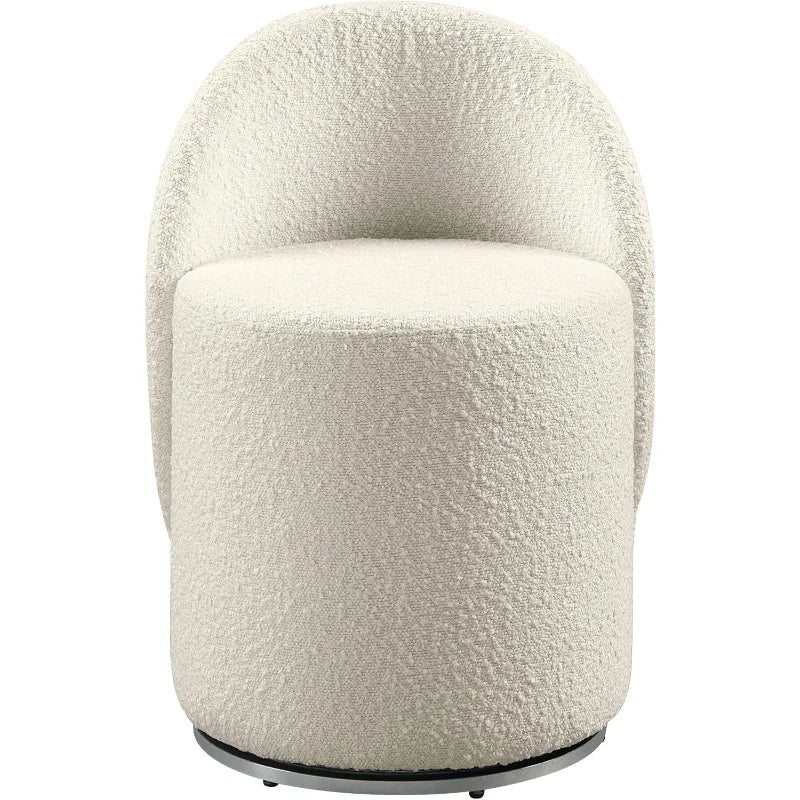 Ljustra Swivel Barrel Vanity Chair Textured Boucle Fabric Cream