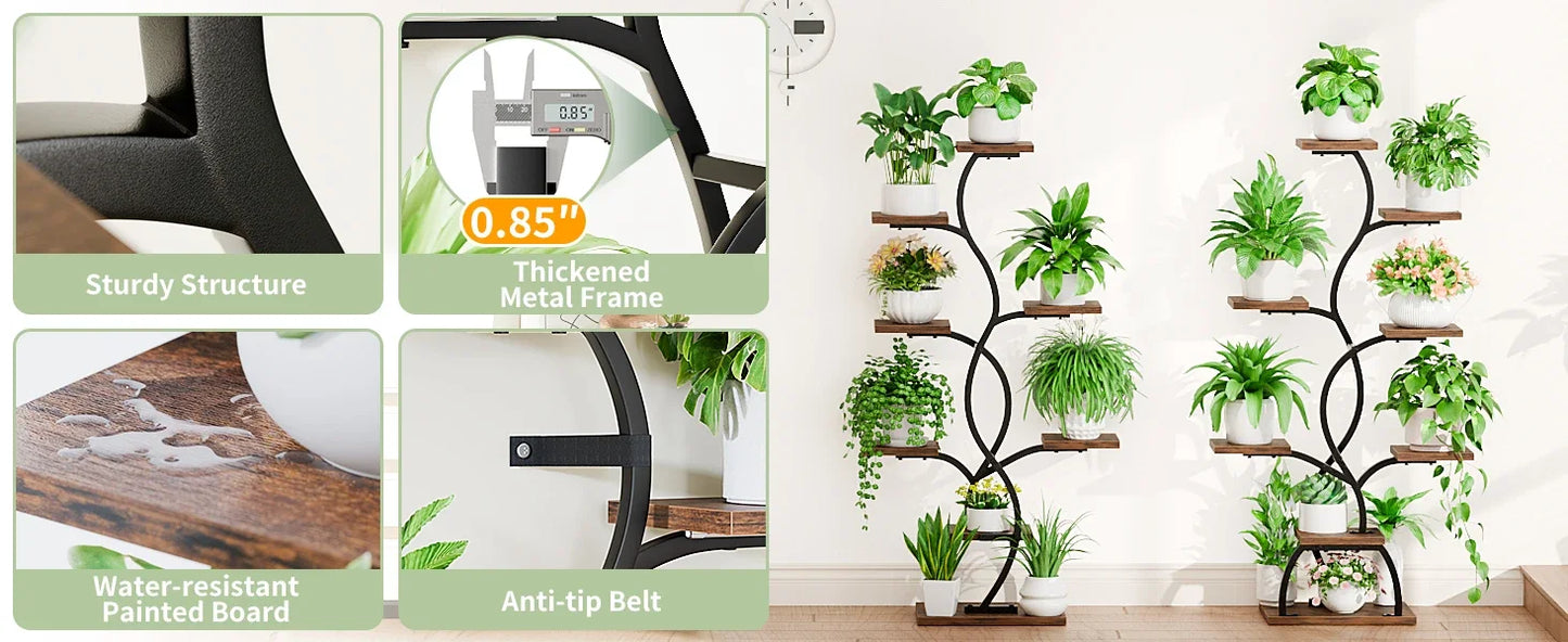 Indoor Plant Stand with Grow Light 8 Tiered Plant Shelf 49 Inch Tall