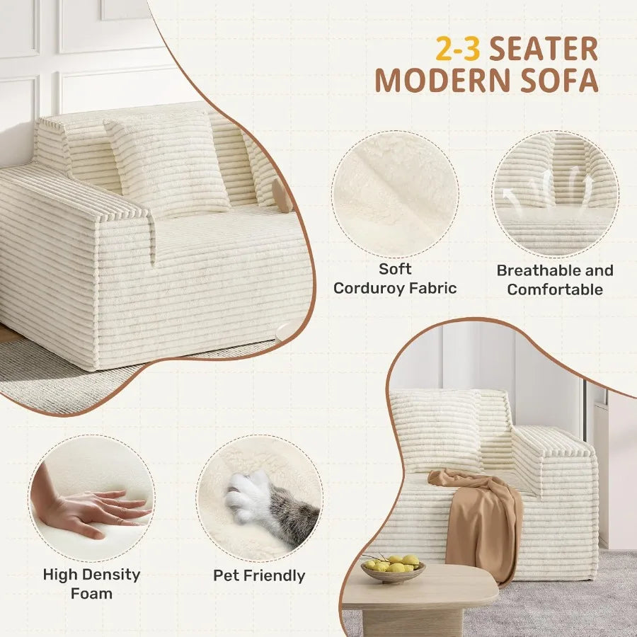 Modern Boneless Couch Loveseat Sofa Upholstered No Assembly Required