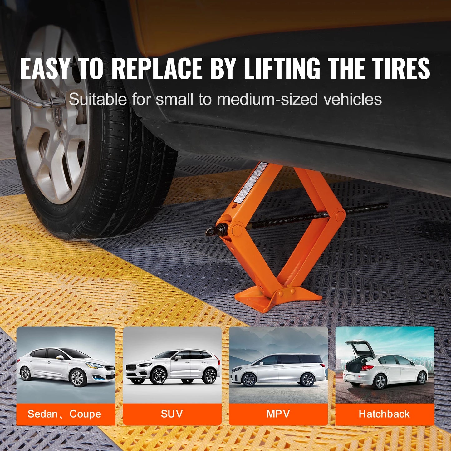 Ljustra 2.5 Ton Scissor Jack Portable Car Tire Jack 3.7-17.1 Inch Lift Range