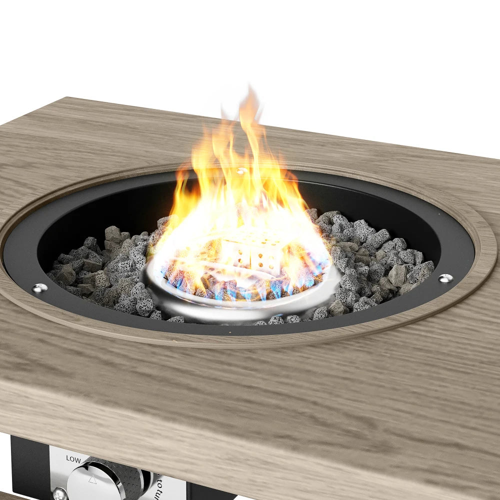 3-in-1 Coffee Table with Ice Bucket and Fire Pit for Backyard Relaxation
