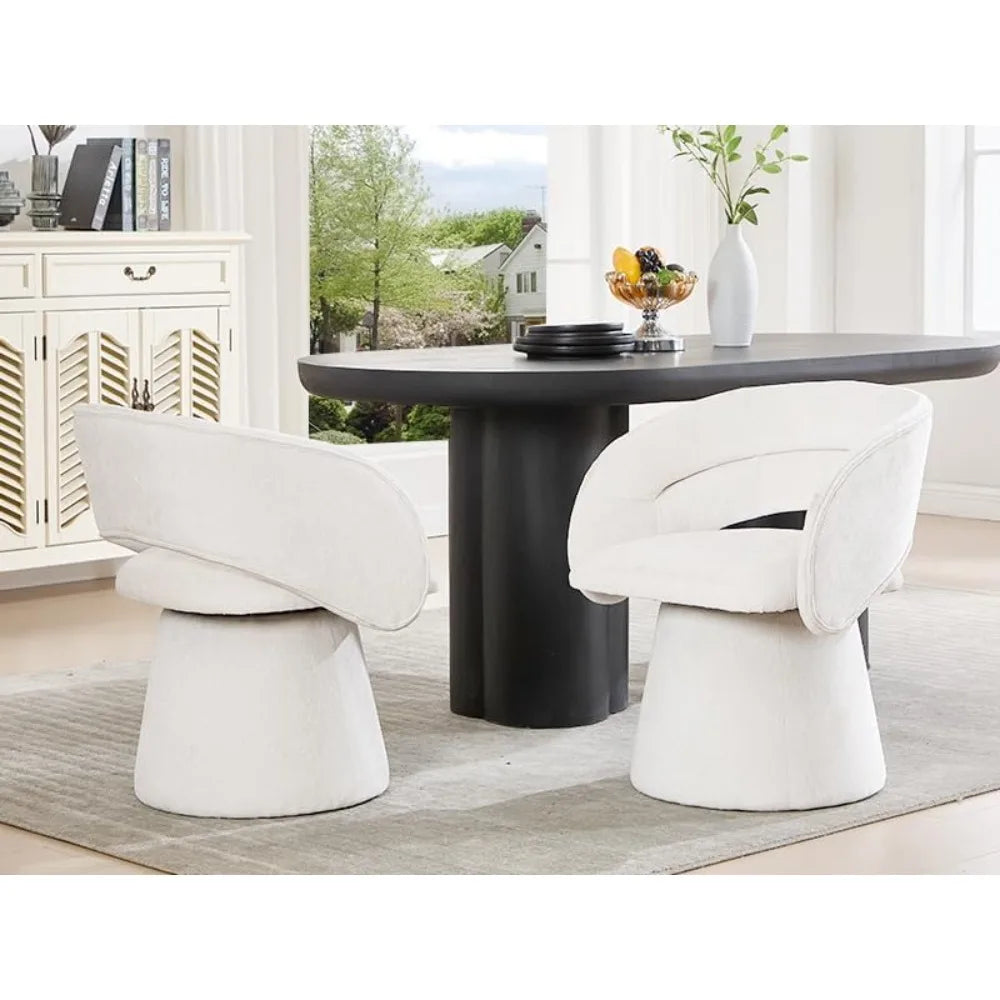 Swivel Barrel Dining Chairs Set of 2 Mid Century Modern Accent Armchairs