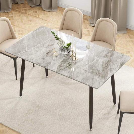 Modern Rectangular Dining Table with Sintered Stone Top for 4 People