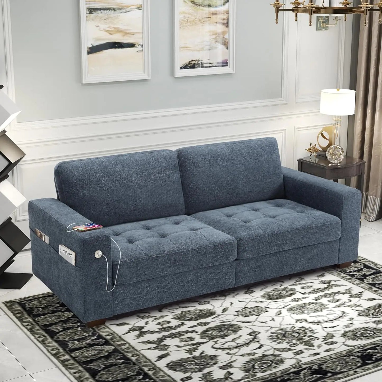 Ljustra 89 Inch Modern Sofa Couch for Living Room 3 Seats USB Charging