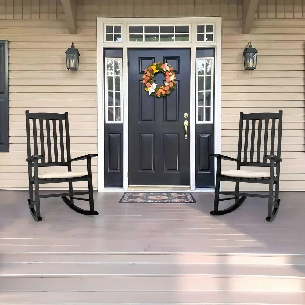 2PCS Rocking Chair Garden Porch Rocker High Back Armchair Indoor Outdoor