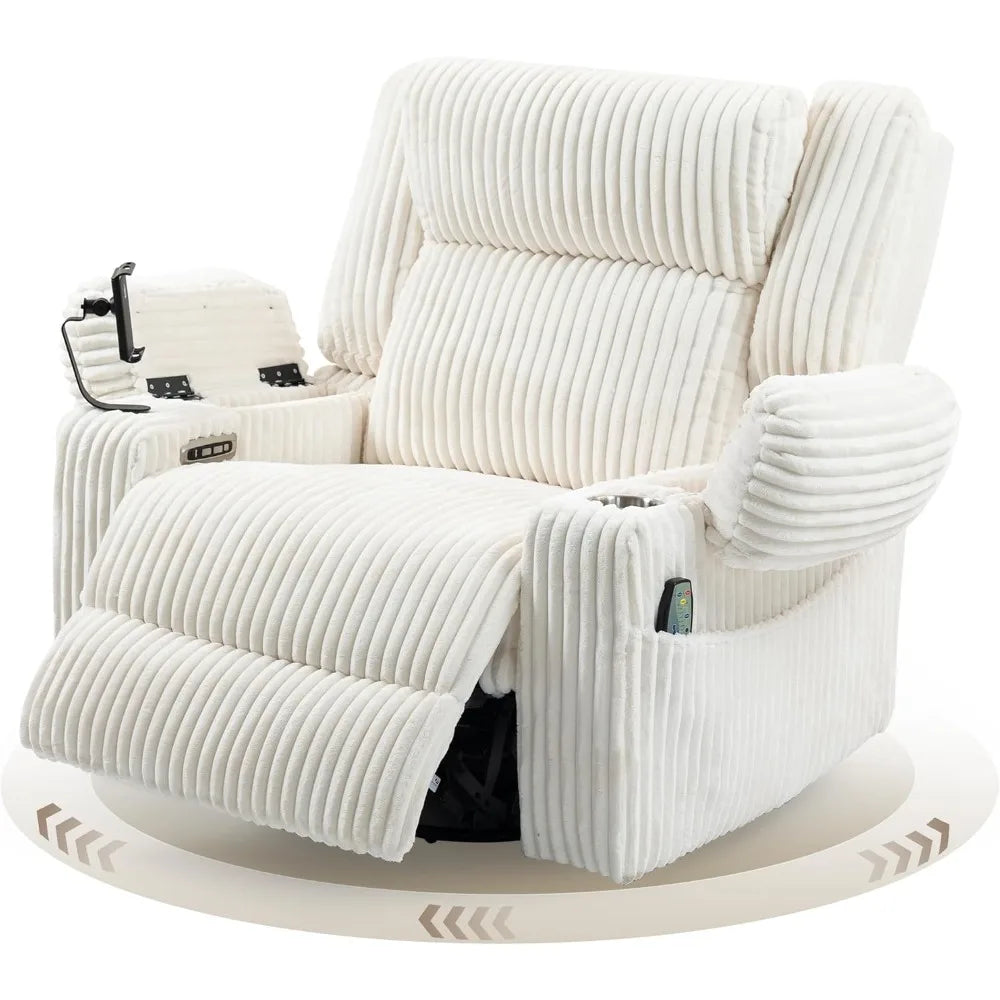Dual Motor Power Oversized Swivel Rocker Recliner Chair with Heat