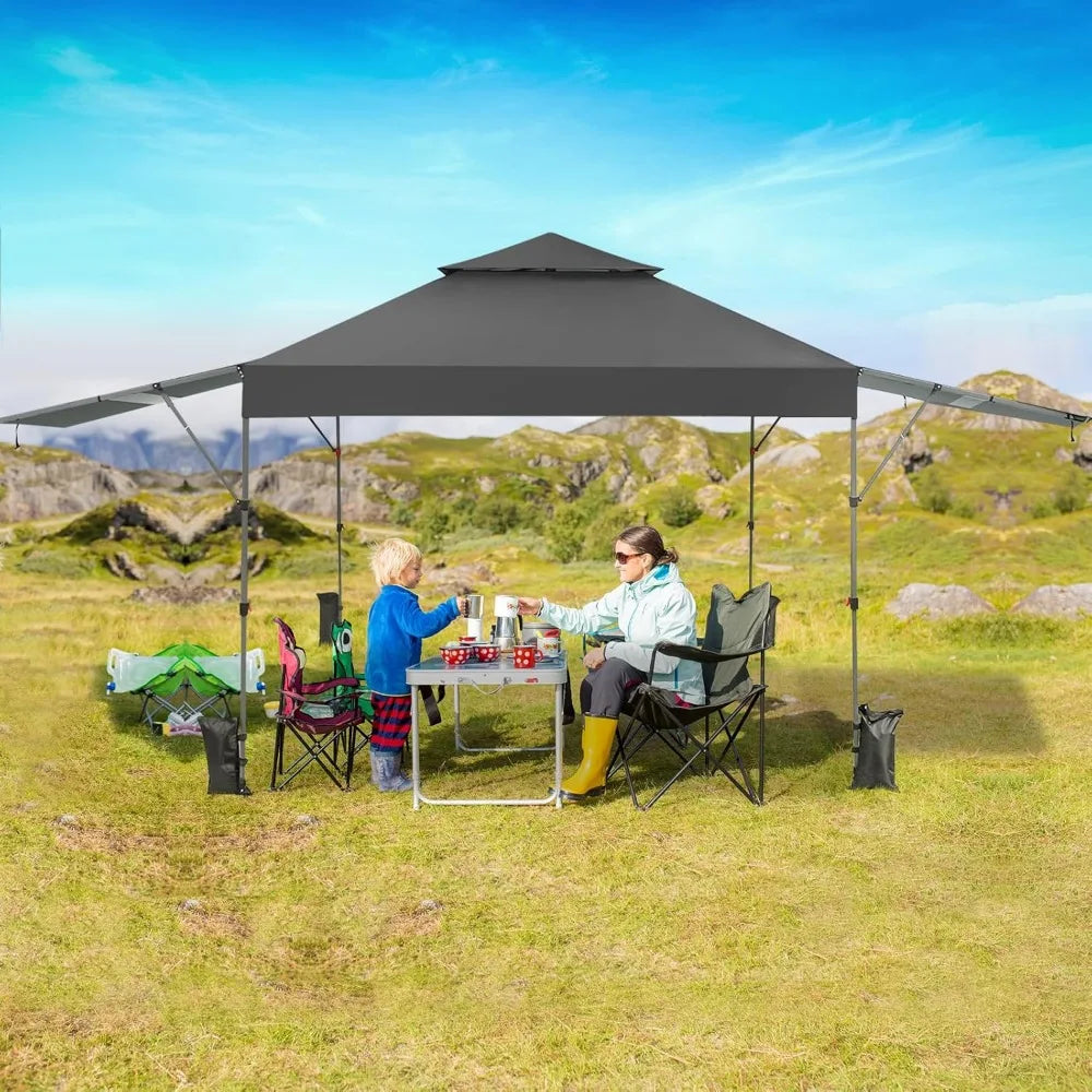 Pop Up Canopy Tent 10x17.6 Ft Adjustable Dual Awnings Portable Outdoor