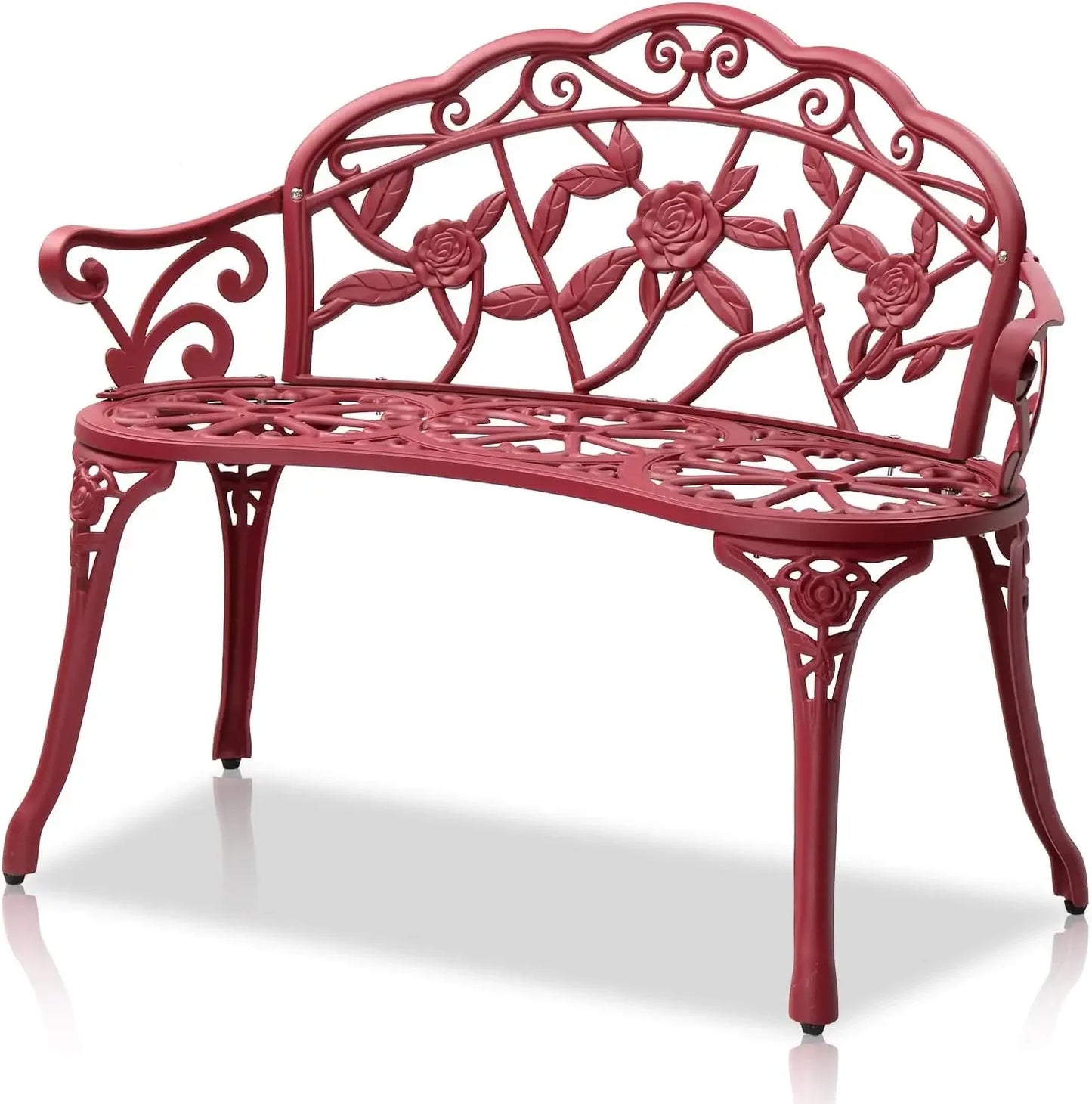 Patio Park Garden Metal Rose Bench Outdoor Cast Iron Aluminum Chair