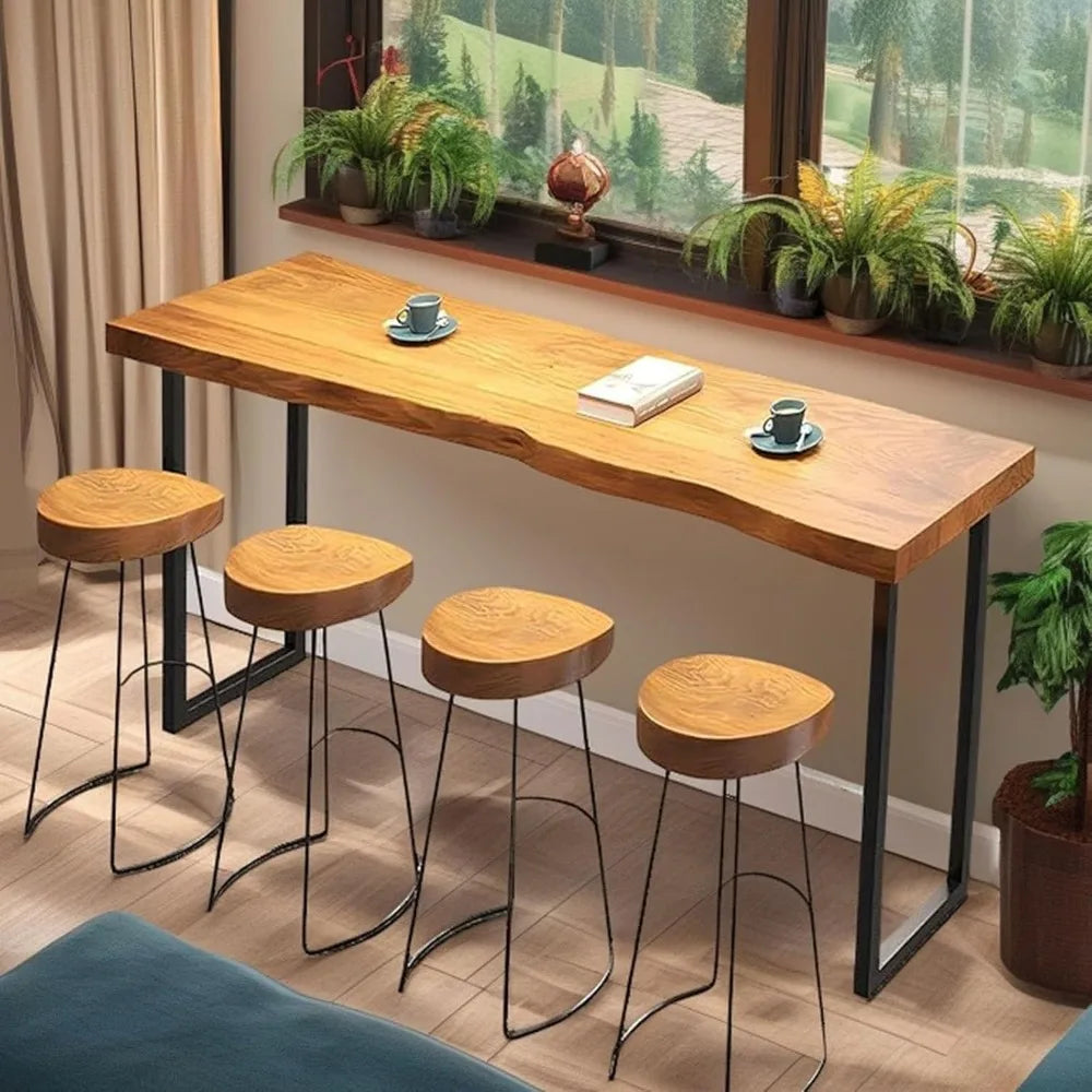Counter Height Narrow Bar Table for Small Spaces Pub Sturdy Metal Frame