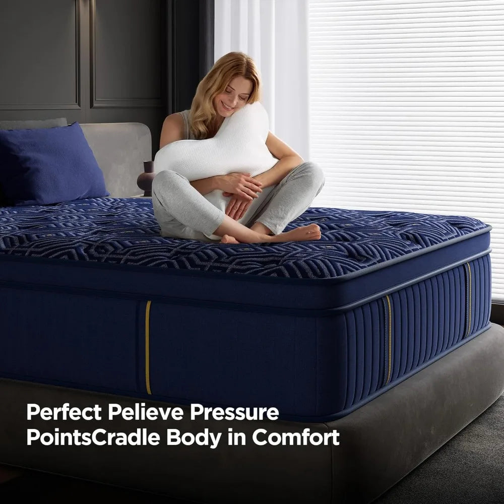 Ljustra Queen Mattress 14 Inch Medium Hybrid Memory Foam Pocket Spring