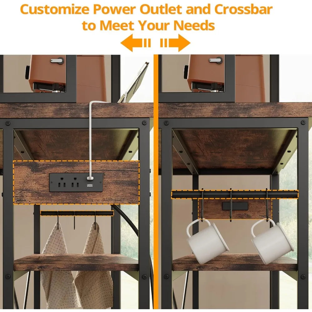 Stylish Kitchen Island Dining Table Set with Storage and Power Outlets