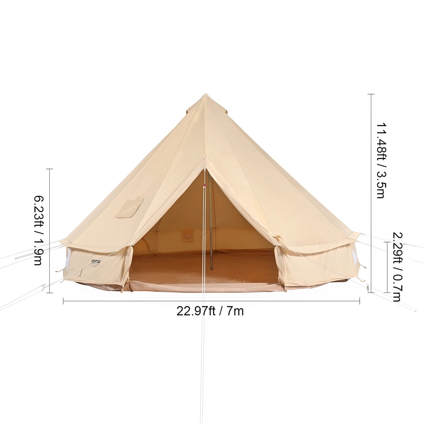 Ljustra Canvas Bell Tent 5m Yurt Tent for 8 People Camping Stove