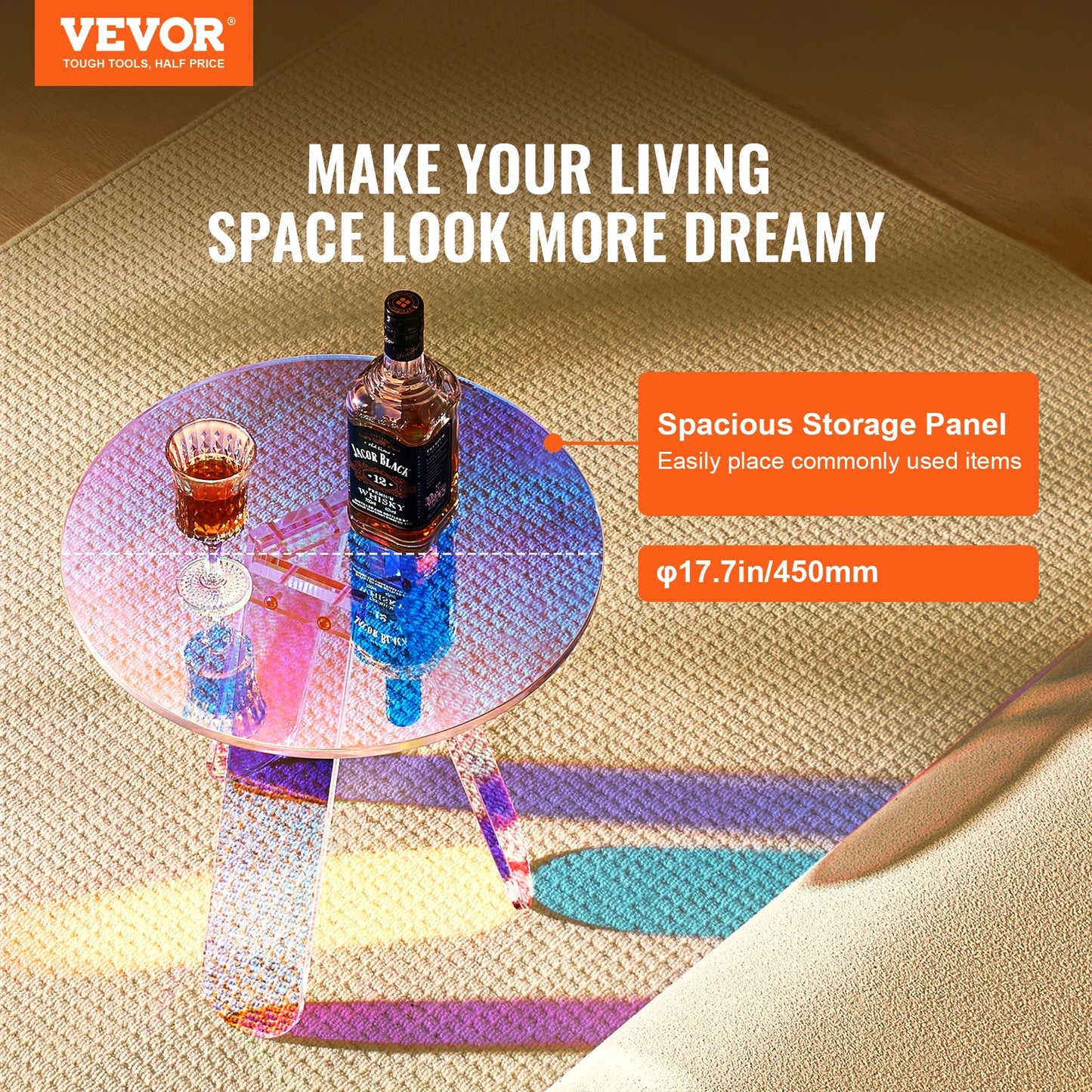 Ljustra Round Acrylic Side Table Modern Minimalist Coffee Table