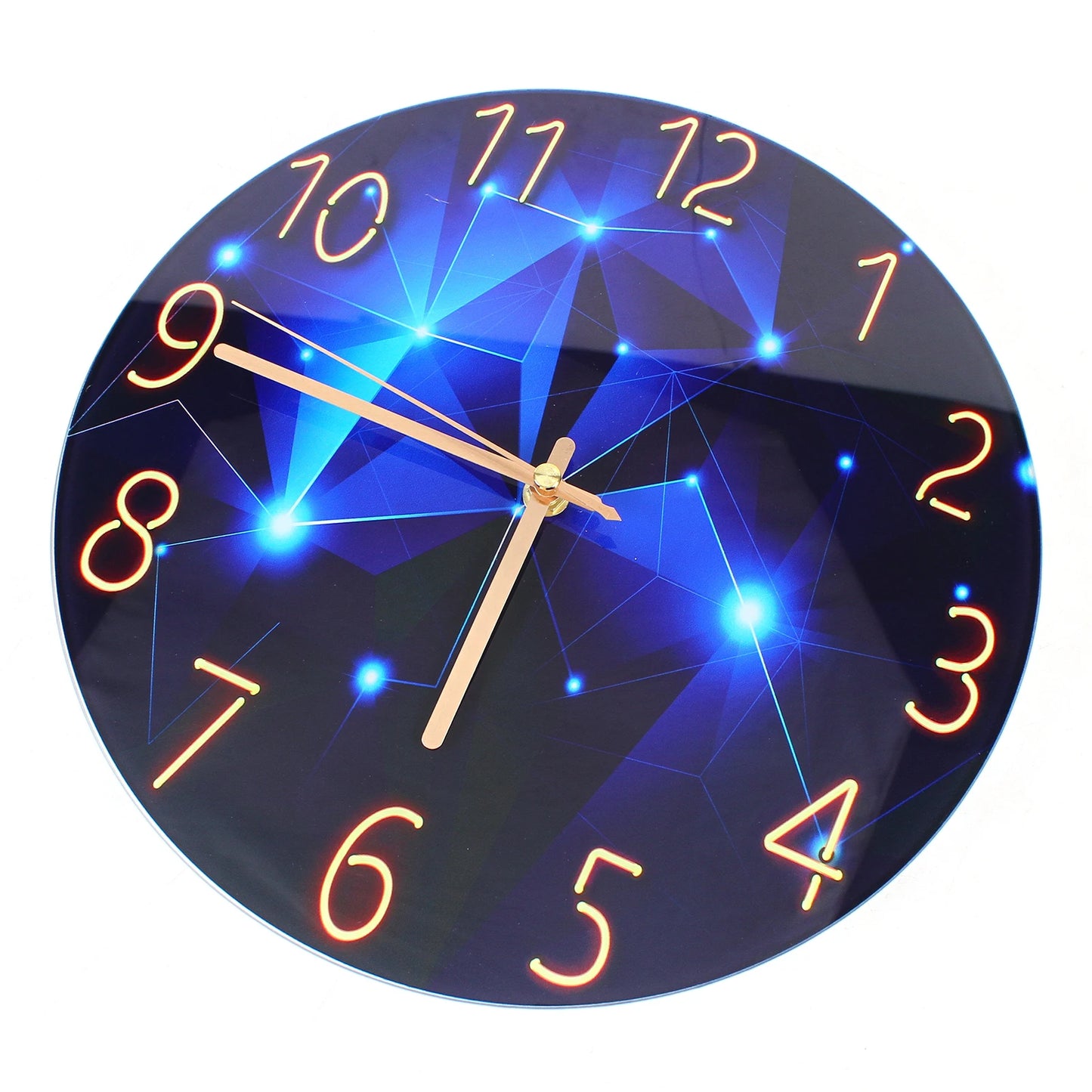 Ultra-Thin Round Tempered Glass Wall Clock Diamond Modern Home Decor