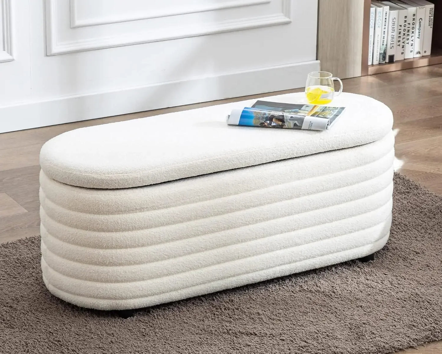 Ljustra Storage Teddy Ottoman Bench Upholstered Fabric Storage Seat