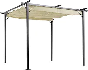 10x10 Patio Gazebo Double Roof Outdoor Shelter with Netting and Shelves