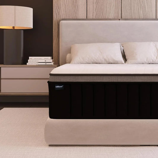 Ljustra 14 Inch Queen Hybrid Mattress Memory Foam Pillow Top Medium Firm