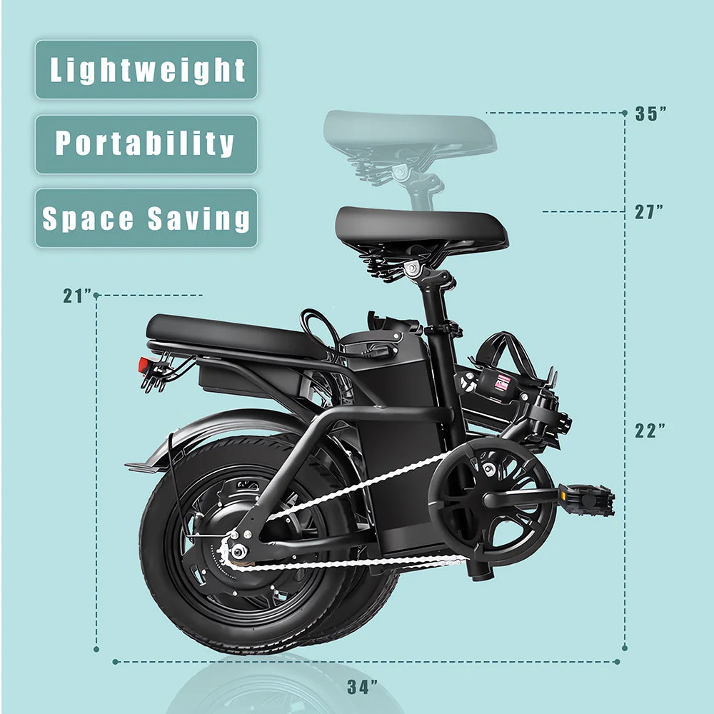 Ljustra 14 Inch Foldable Electric Bicycle 400W Motor City Commuting EBike