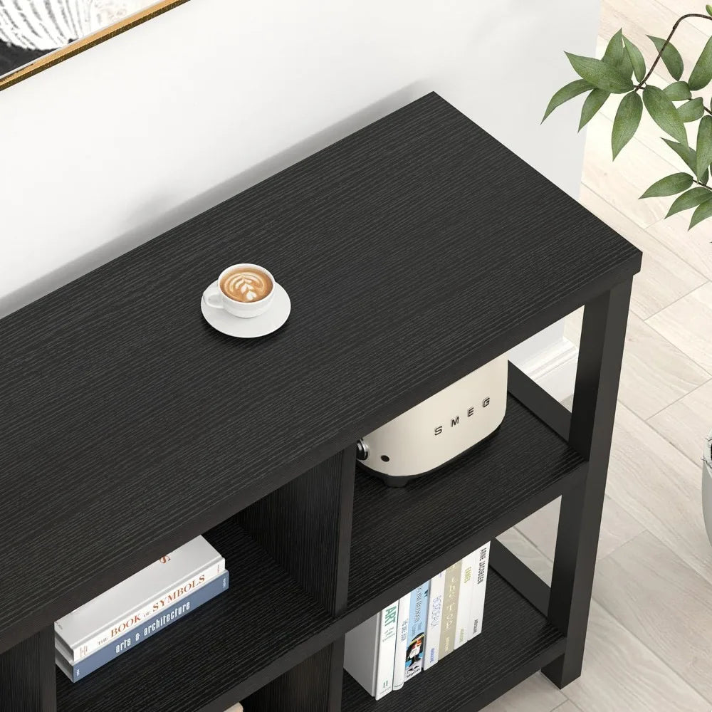 6 Cube Storage Organizer Bookshelf Wood Metal Cubby Bookcase Horizontal