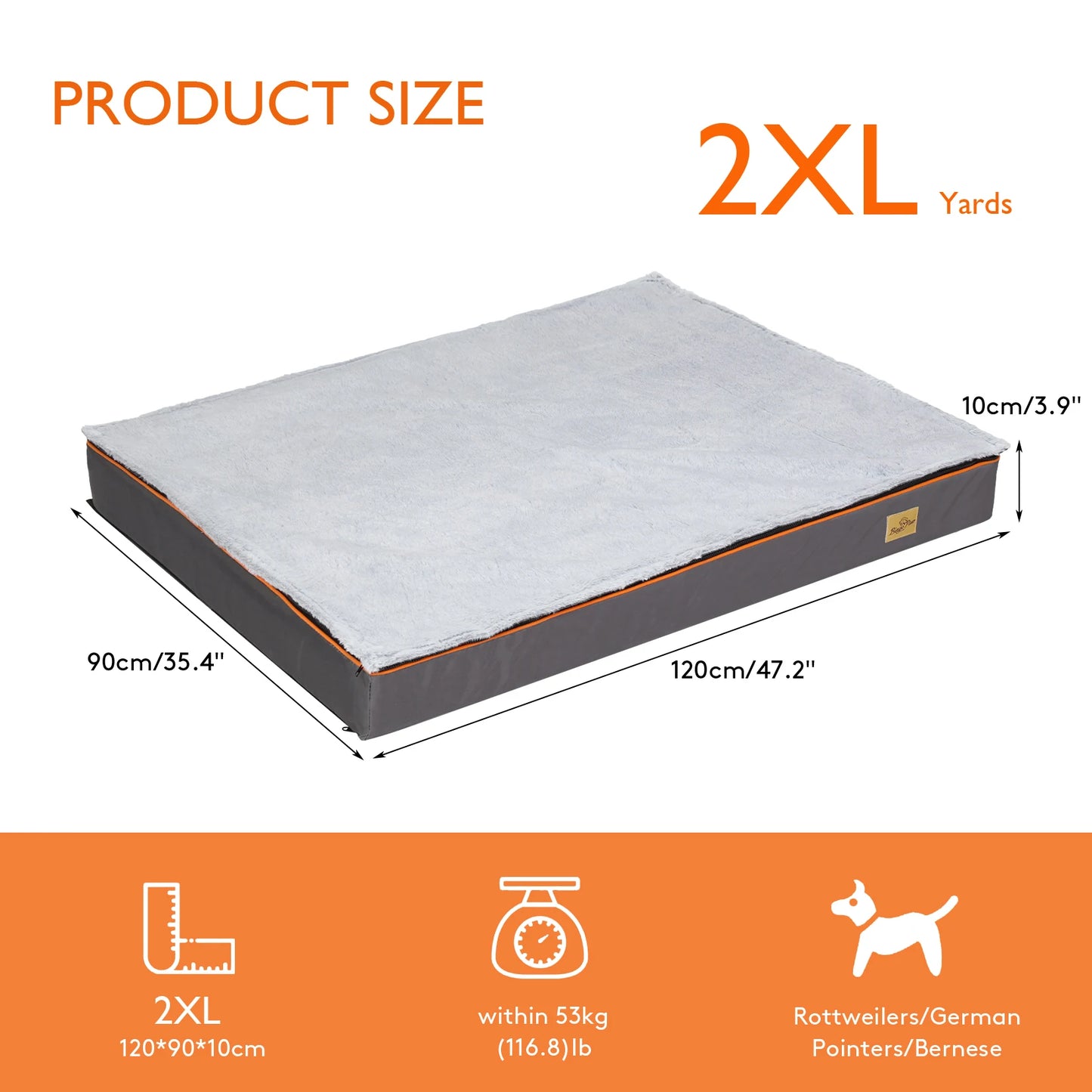 Large Orthopedic Dog Bed Washable Foam Cushion for Pets