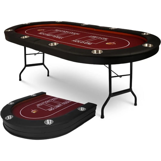 Upgrade Foldable Poker Table for 10 Players Large Casino Table