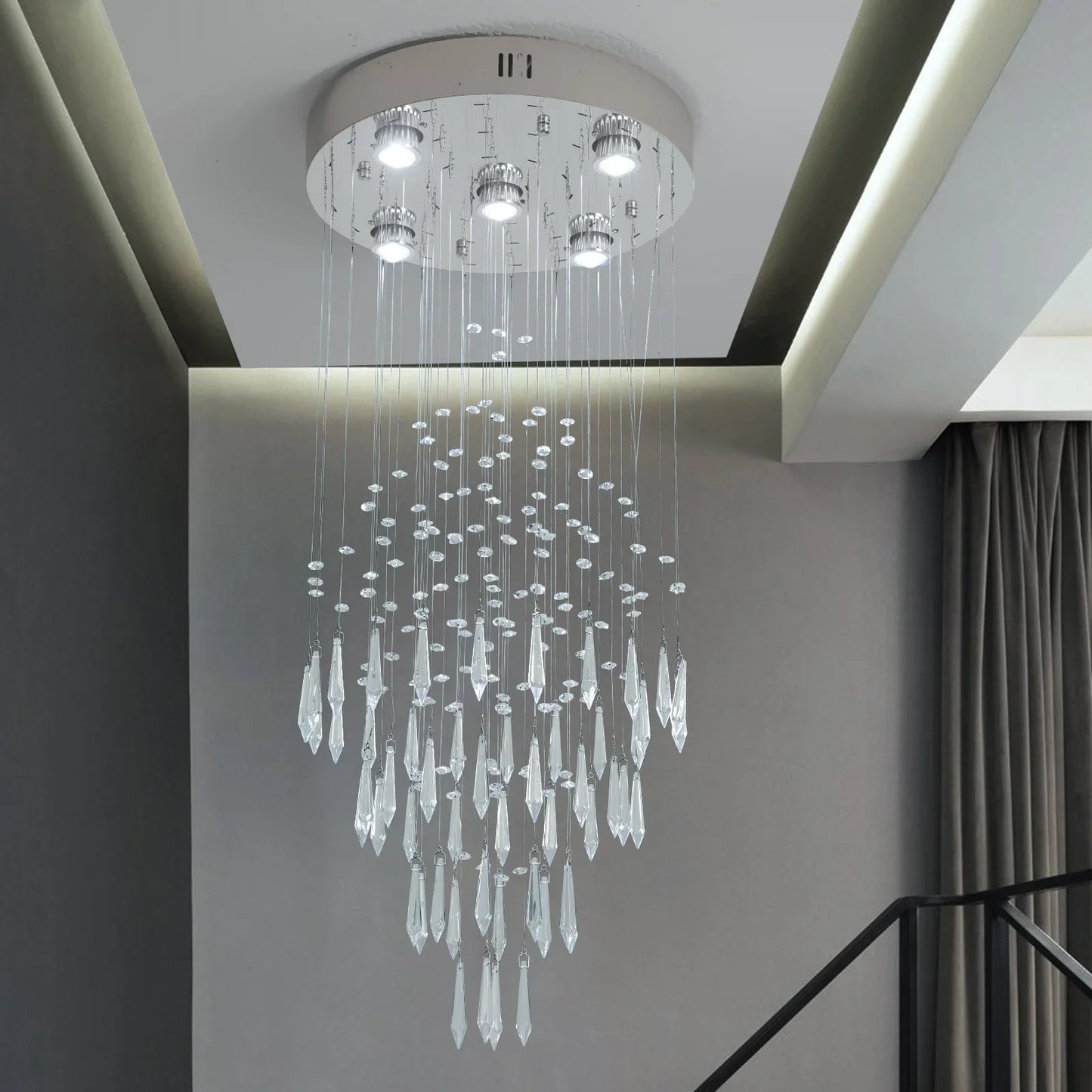 Raindrop LED Crystal Pendant Light Modern Chandelier Ceiling Lamp