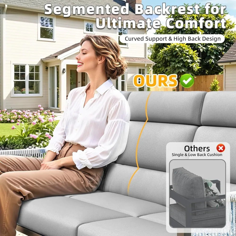 Aluminum High Back Outdoor Sectional Sofa 4 Piece Patio Furniture Set