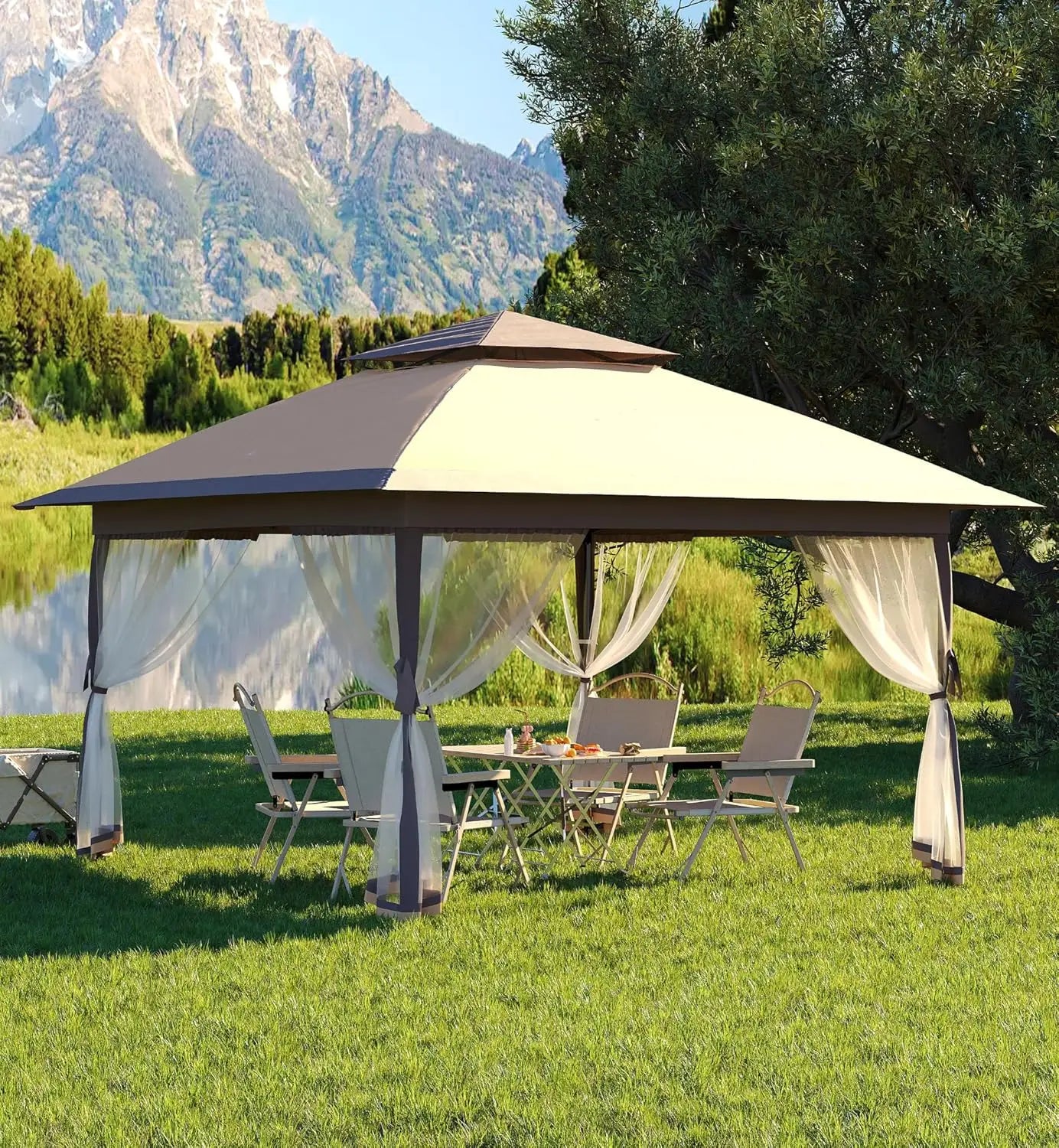 13x13FT Pop Up Gazebo Canopy Tent with Mosquito Netting for Outdoor Events