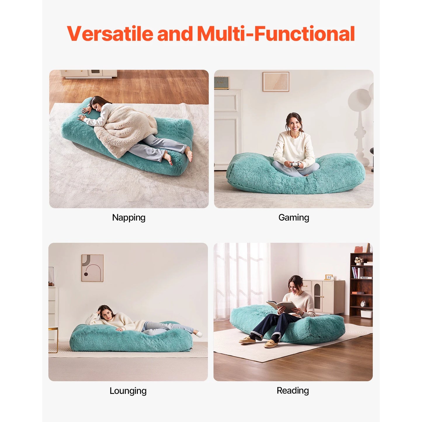 Ljustra Giant Bean Bag Chair Removable Cover Plush Foam Living Room