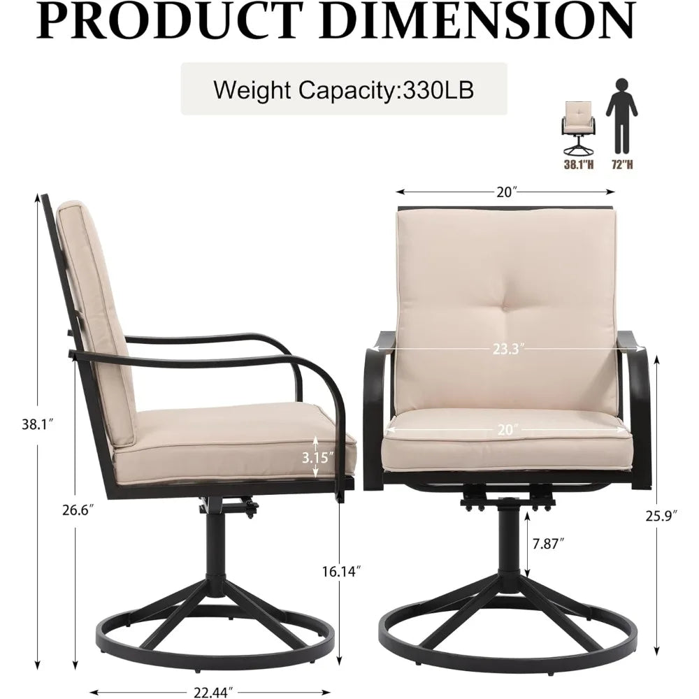 Heavy Duty Patio Swivel Chair Set of 2 Outdoor Dining Chairs