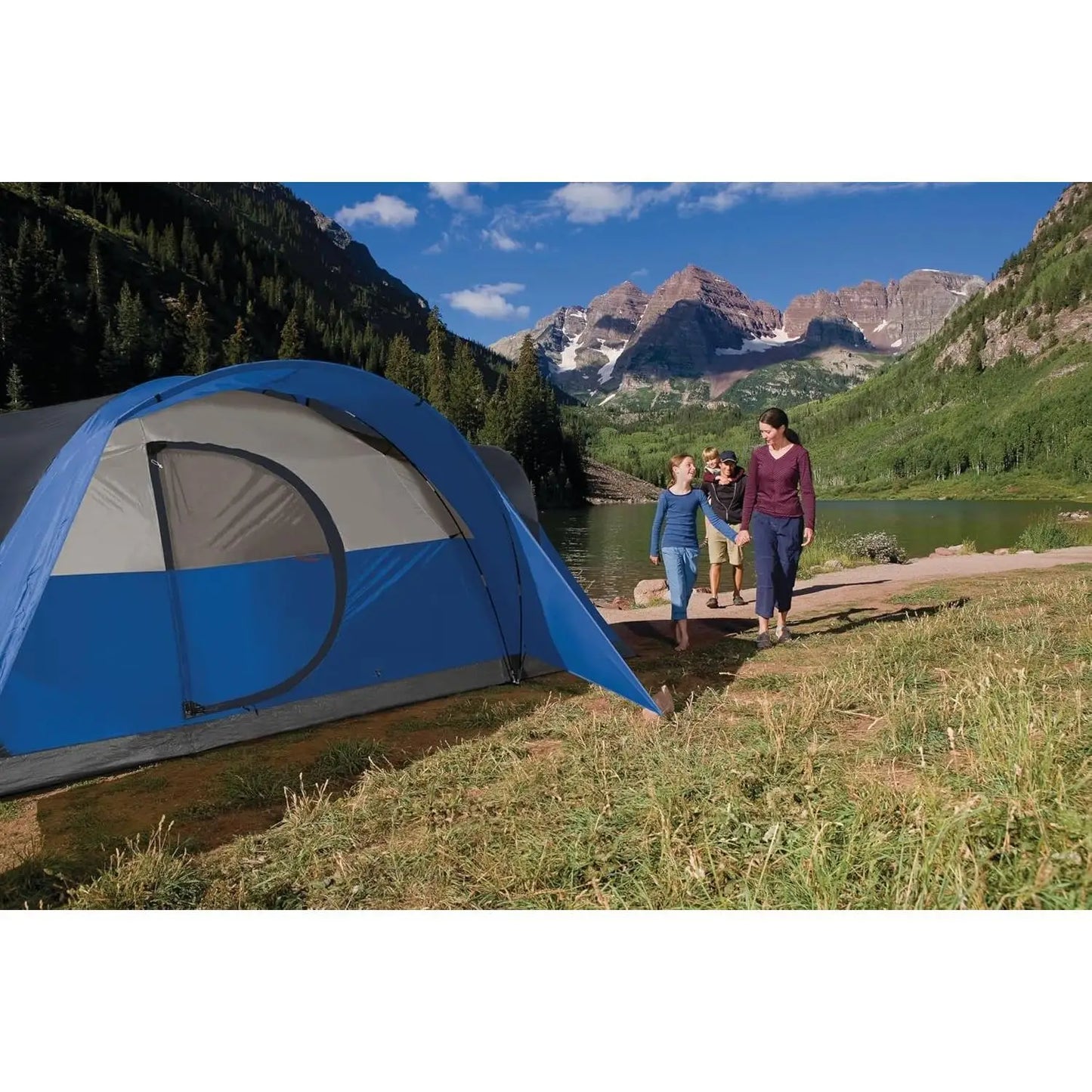 8-Person Family Camping Tent Weatherproof Easy Setup Airbeds