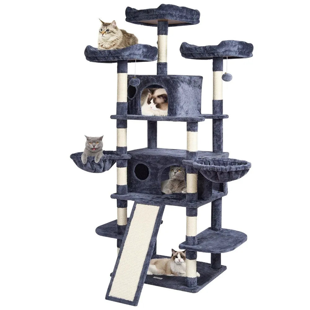 68.5 Inch Cat Tower Indoor Cats Scratching Post Condos Padded Perch