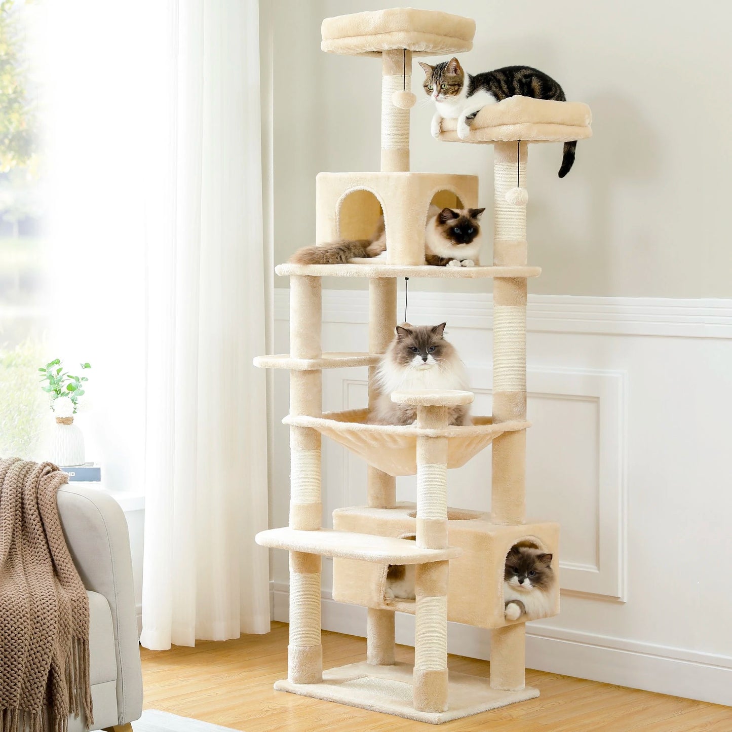 Multi-Level Cat Tree Tower Scratching Posts Hammock Condo Indoor Cats
