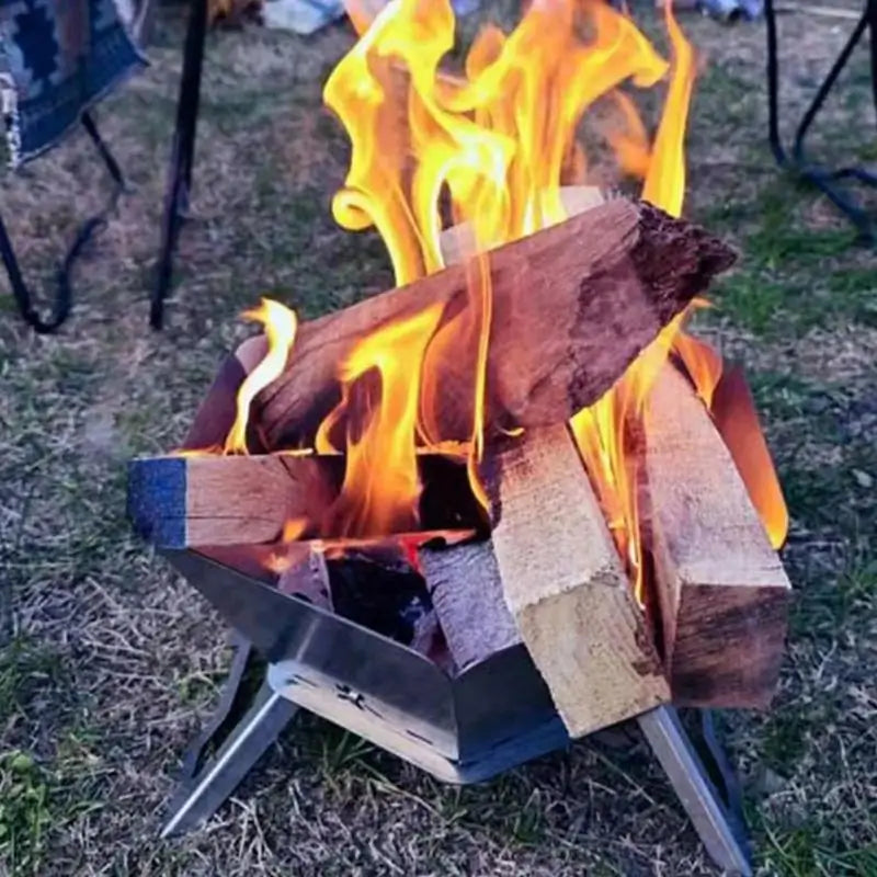 Portable Heavy Duty Fire Pit Grill Barbecue Campfire Hexagonal BBQ