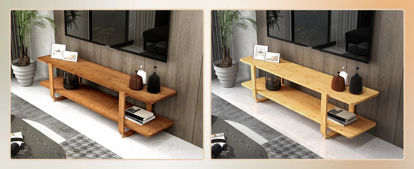 Bamboo TV Stand for 65'' TVs Modern Storage Accent Media Console