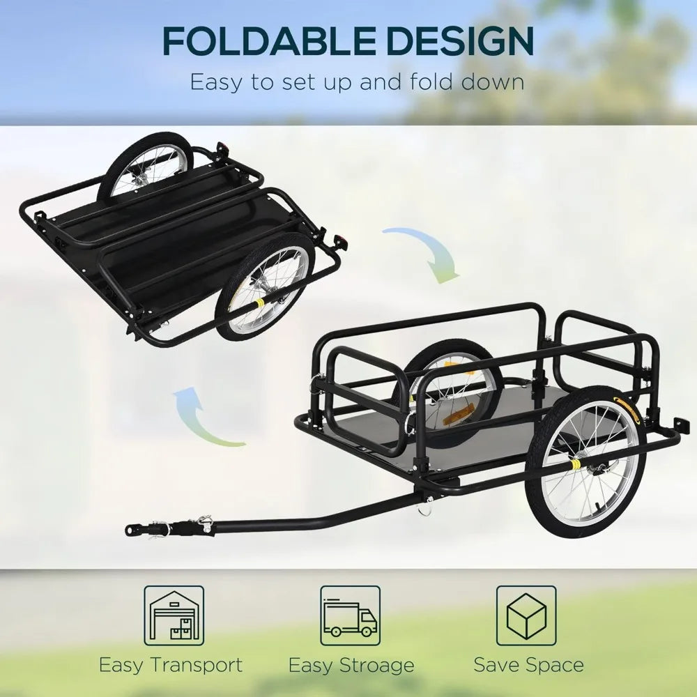 Bike Cargo Trailer Foldable Heavy Duty Universal Hitch Bicycle Wagon